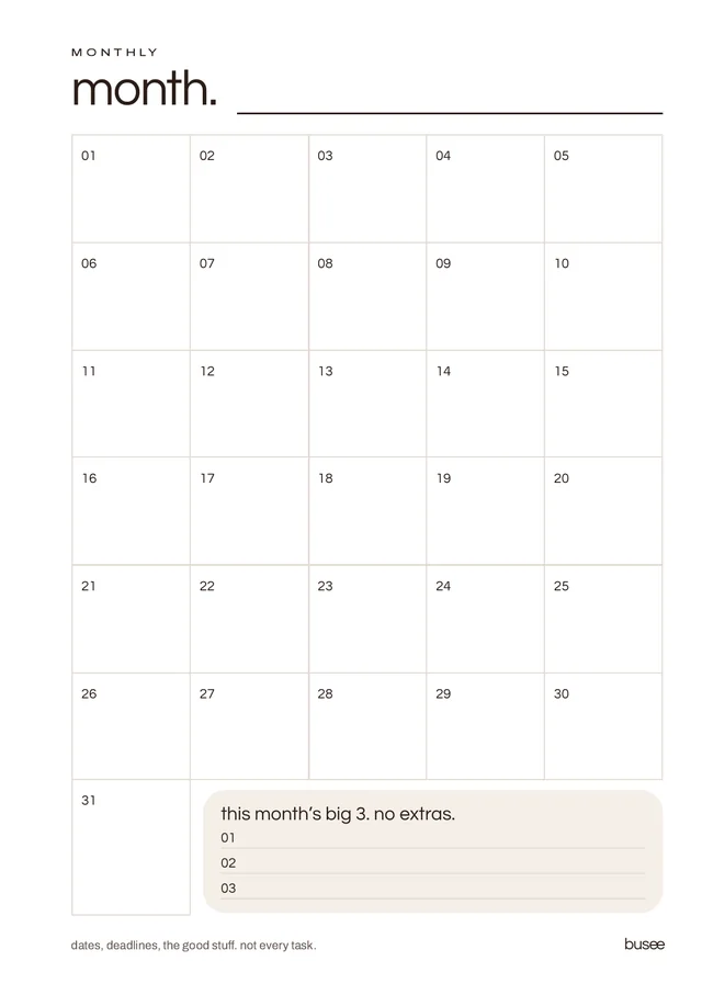 BUSEE month page
