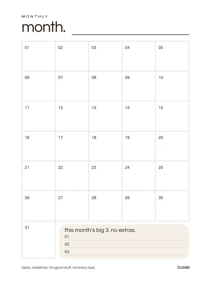 BUSEE A6 month page
