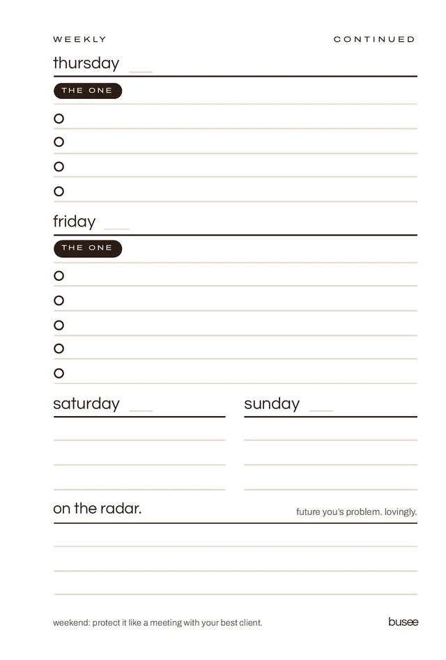 BUSEE Pocket week page