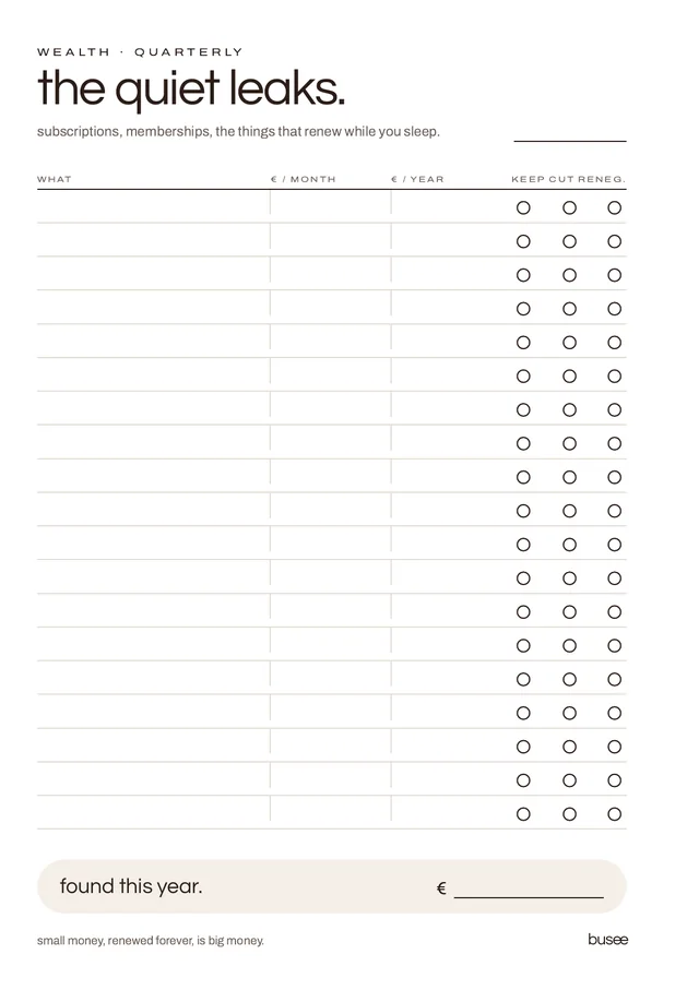 BUSEE The Wealth — wealth worksheet